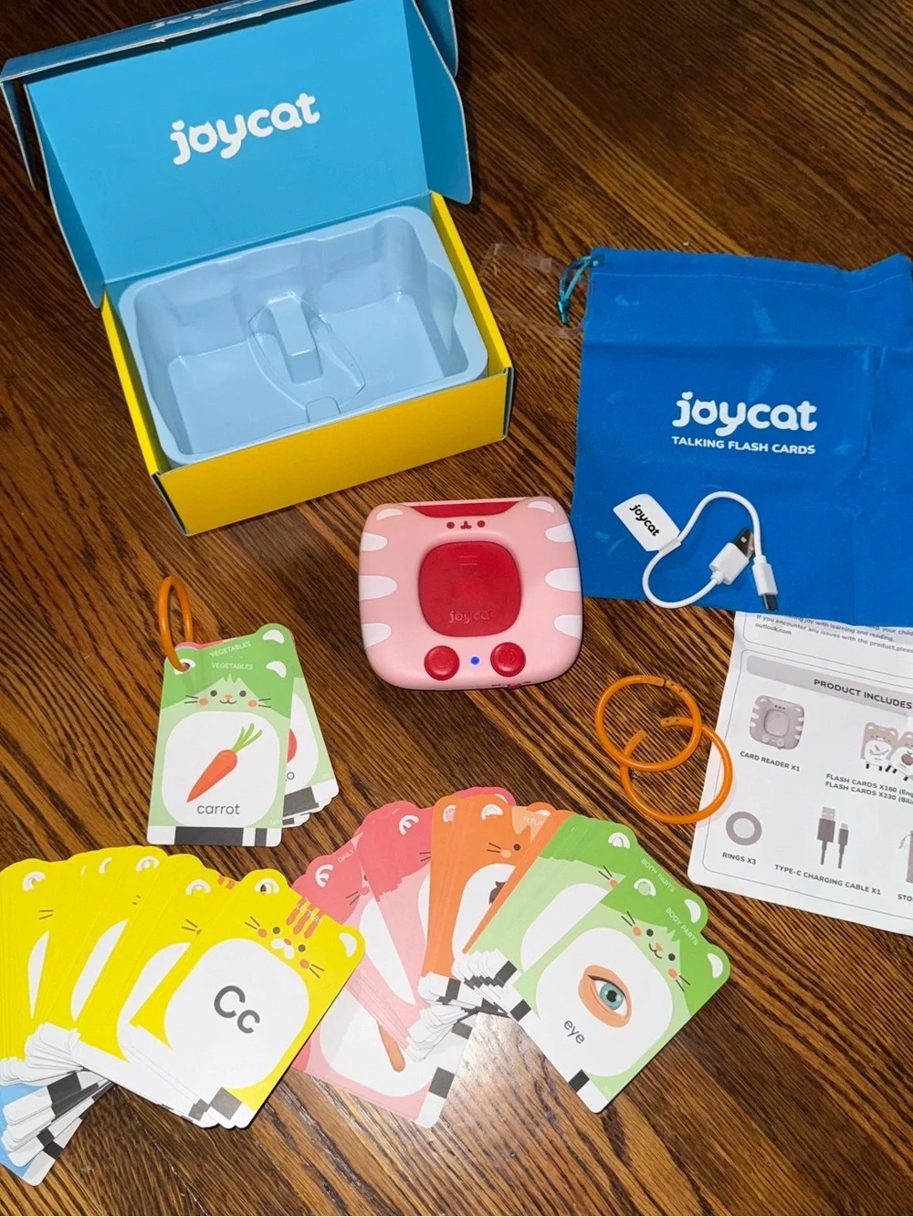 Joycat Pink Talking Flash Card Reader with Learning Cards